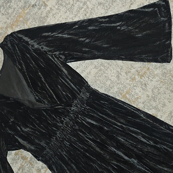 A New Day Black Velvety Jumpsuit Long Bell Sleeve Elastic Waist XL - Picture 9 of 14